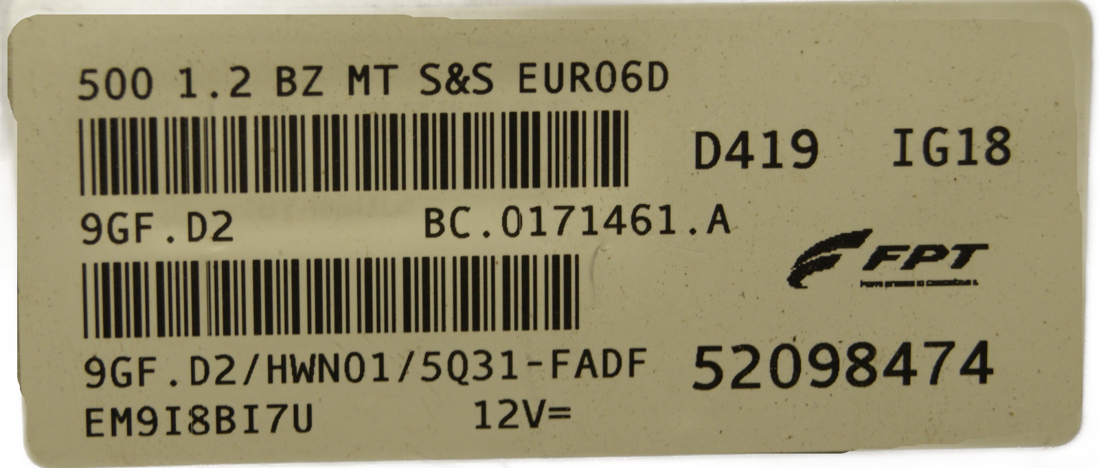 Fiat 500 1.2 Engine ECU 52098474 9GF.D2 HWN01 PLUG AND PLAY.CLONING - Glasgow Car Parts Store