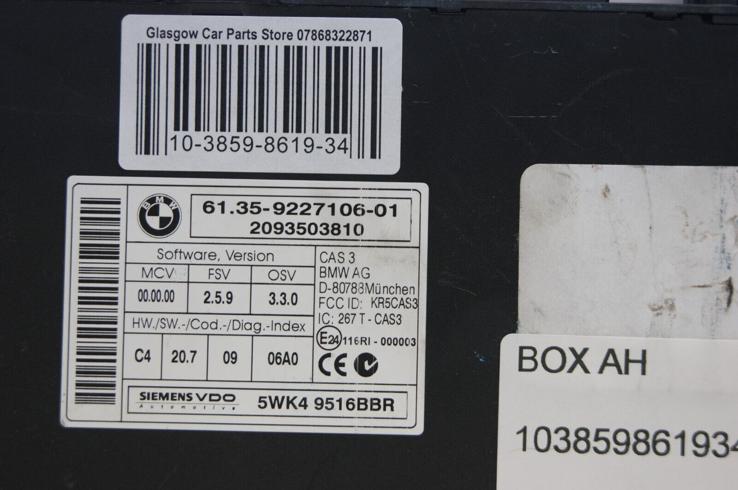 BMW CAS 3  61.35-9227106 - Glasgow Car Parts Store