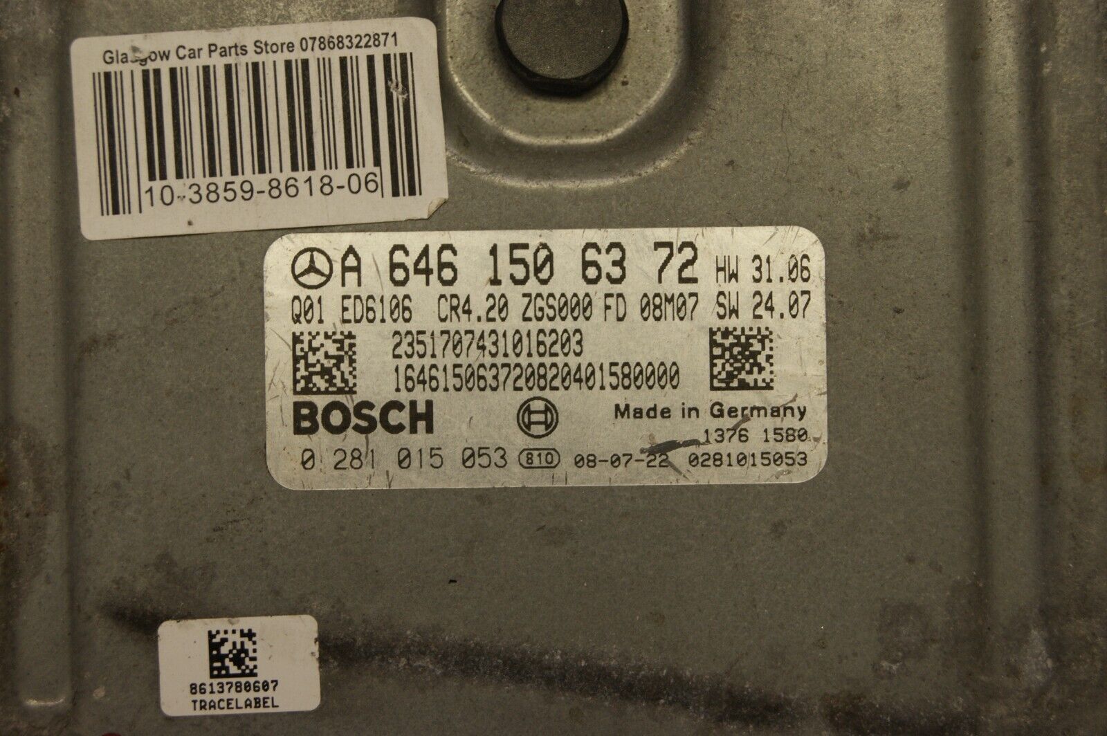 ECU MERCEDES A6461506372 0281015053  PLUG AND PLAY (CLONING OR VIRGIN ). - Glasgow Car Parts Store