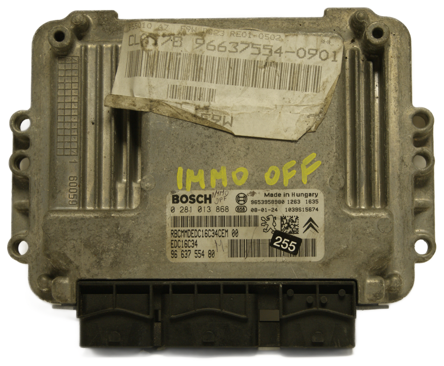 Peugeot Citroen ECU EDC16C34 0281013868 , 9663755480 IMMO OFF PLUG AND PLAY - Glasgow Car Parts Store