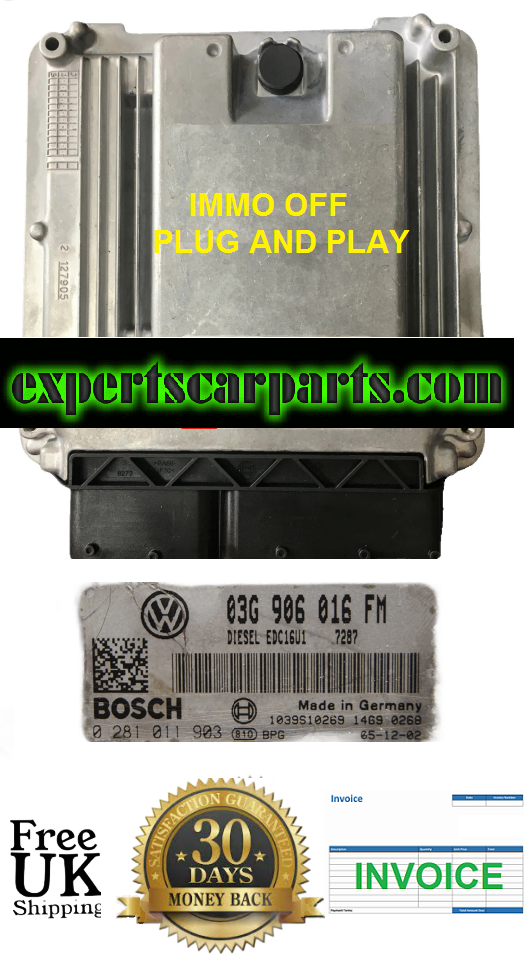 VW  ECU 03G906016FM 0281011903  IMMO OFF PLUG AND PLAY - Glasgow Car Parts Store