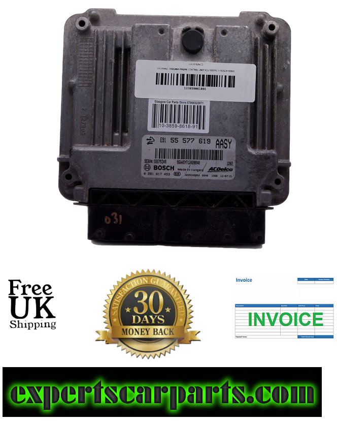 VAUXHALL INSIGNIA ENGINE CONTROL UNIT ECU 55577619 BOSCH 0281017453 AASY - Glasgow Car Parts Store