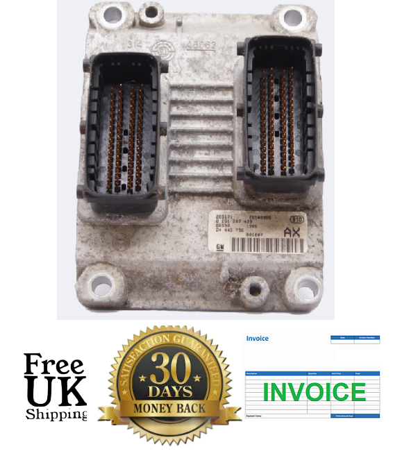 VAUXHALL CORSA C 1.2 Z12XE 16V  ECU ECM 24443796 AX 0261207423 RESET & PIN - Glasgow Car Parts Store