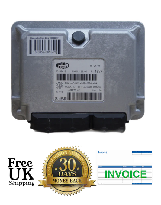 55188619 Fiat Panda ecu engine control  Iaw 4af.sm/hw407/20b8-w5q Plug & Play - Glasgow Car Parts Store