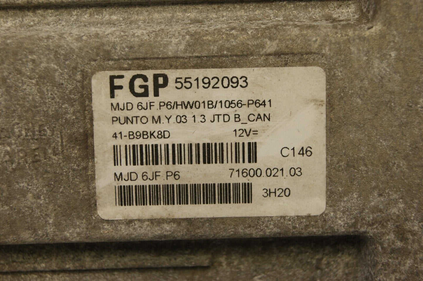 FIAT PUNTO PLUG & PLAY ECU 55192093 - VIRGIN SELF-CODING UNIT