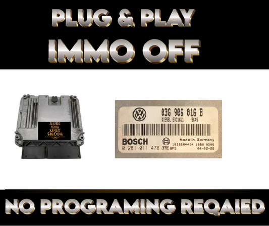 VW GOLF 1.9 TDI  ECU PLUG & PLAY IMMO OFF  03G906016B 0281011478 - Glasgow Car Parts Store