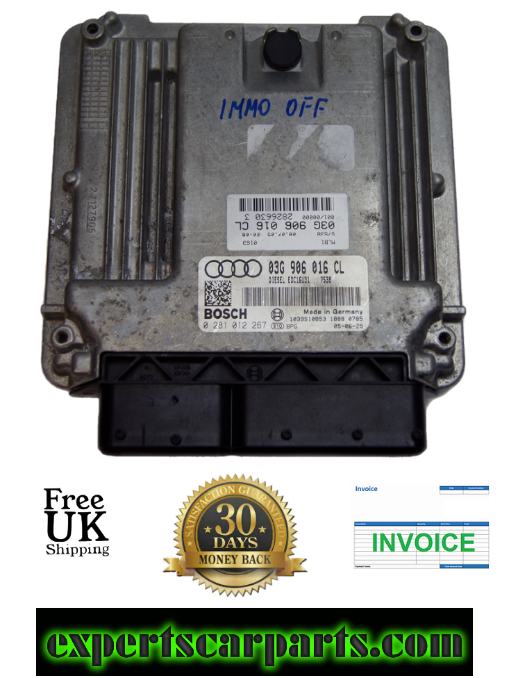 AUDI ECU 0281012267 03G906016CL IMMO OFF PLUG & PLAY - Glasgow Car Parts Store