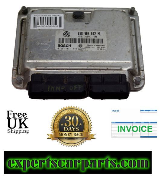 VW SEAT 1.9 ECU 038906012 HL 0281011319 IMMO OFF PLUG AND PLAY. - Glasgow Car Parts Store