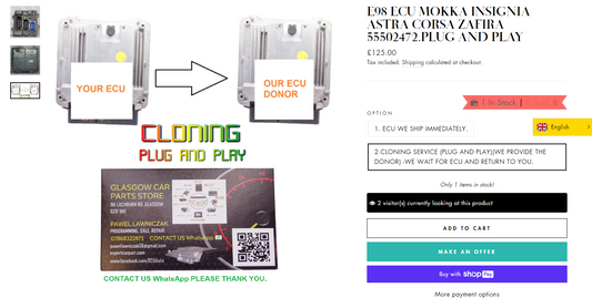 E98 ECU MOKKA INSIGNIA ASTRA CORSA ZAFIRA 55502472.PLUG AND PLAY - Glasgow Car Parts Store