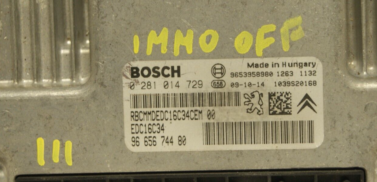 PEUGEOT / CITROEN ENGINE ECU 0281014729 9665674480 IMMO OFF PLUG & PLAY - Glasgow Car Parts Store