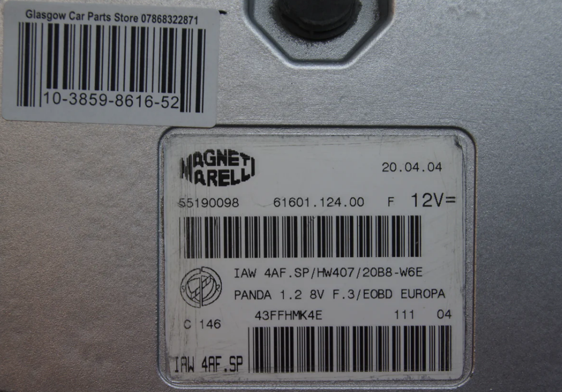 ECU FIAT PANDA 1.2 55190098 IAW4AF.SP/hw407/20b8-w6e PLUG AND PLAY - Glasgow Car Parts Store