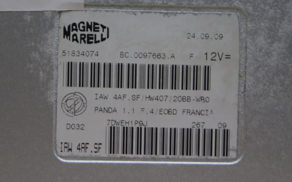 Ecu Fiat Panda 1.1 51834074 IAW4AF.SF/HW407/20BB-WR0 PLUG & PLAY. - Glasgow Car Parts Store