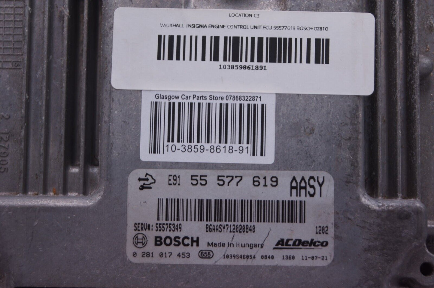 VAUXHALL INSIGNIA ENGINE CONTROL UNIT ECU 55577619 BOSCH 0281017453 AASY - Glasgow Car Parts Store
