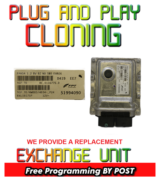 FIAT PANDA 1.2 PETROL ENGINE ECU 51994090 PLUG AND PLAY.CLONING - Glasgow Car Parts Store