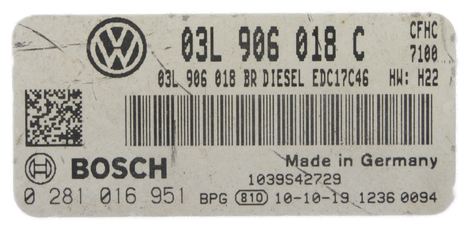 VW Audi Seat Skoda ECU Bosch 03L906018C 0281016951 Plug & Play. Immo off - Glasgow Car Parts Store