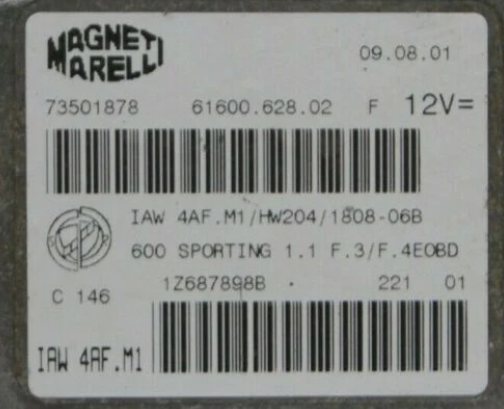 Fiat Seicento Sporting 1.1 ECU 73501878 IAW4.M1 Plug & Play - Glasgow Car Parts Store