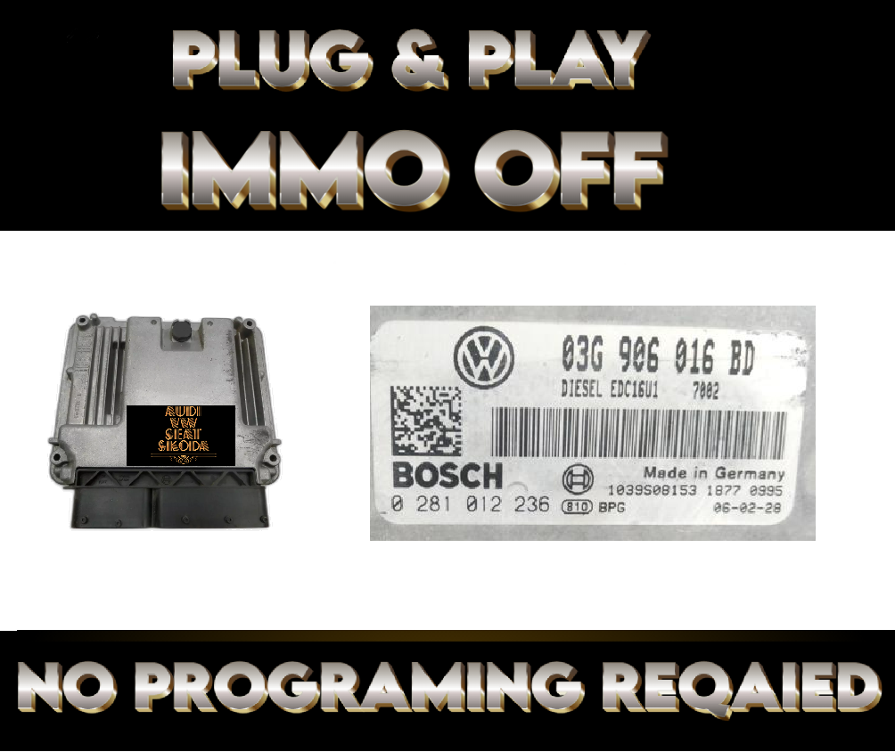 SKODA OCTAVIA 1.9 TDI BKC ECU PLUG&PLAY IMMO OFF  03G906016BD 0281012236 - Glasgow Car Parts Store