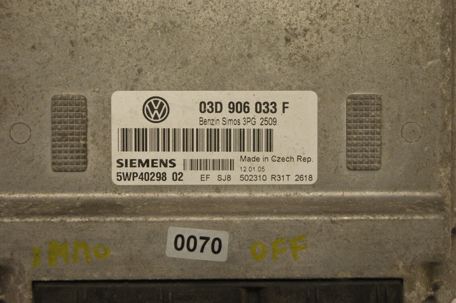 03D906033F  ECU Audi VW Skoda Seat   IMMO OFF PLUG & PLAY. - Glasgow Car Parts Store