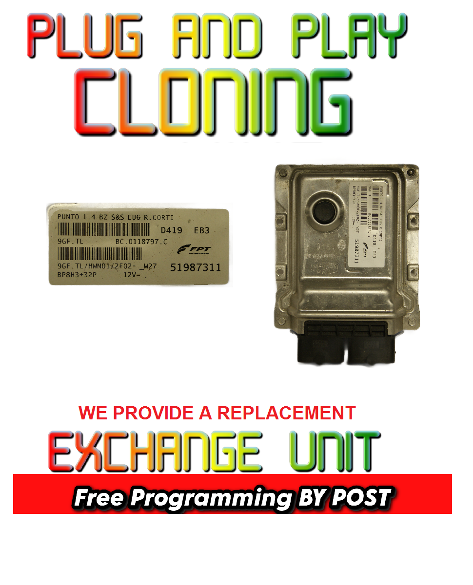 FIAT PUNTO ECU 1.4 51987311 PLUG AND PLAY.CLONING - Glasgow Car Parts Store