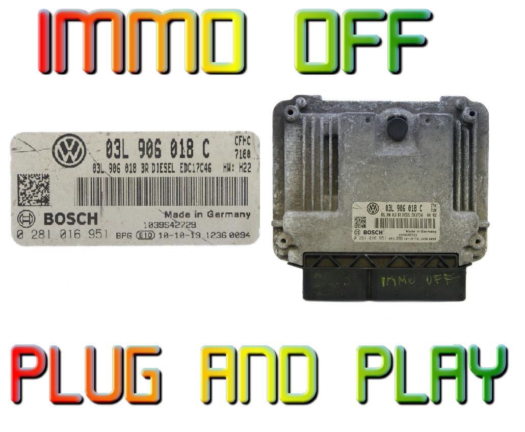 VW Audi Seat Skoda ECU Bosch 03L906018C 0281016951 Plug & Play. Immo off - Glasgow Car Parts Store