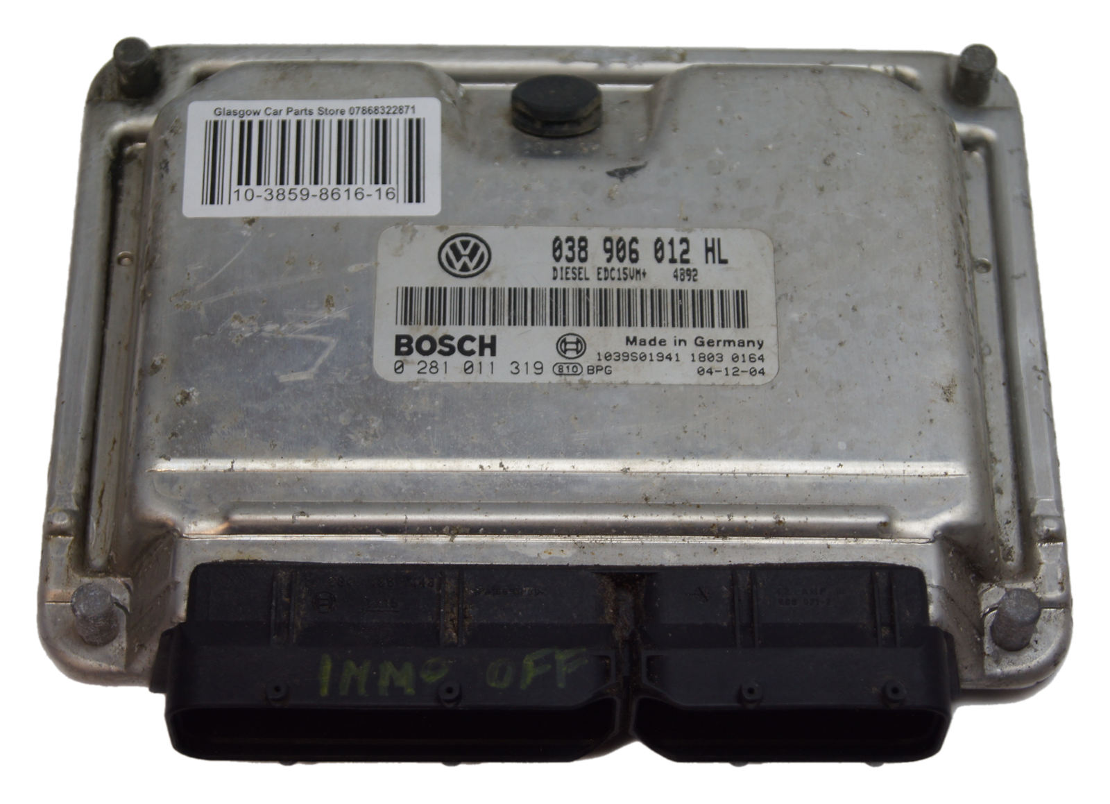 VW SEAT 1.9 ECU 038906012 HL 0281011319 IMMO OFF PLUG AND PLAY. - Glasgow Car Parts Store
