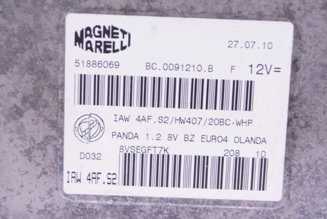 ECU FIAT PANDA 51886069 IAW4AF.S2/HW407/20BC-WHP. PLUG AND PLAY - Glasgow Car Parts Store