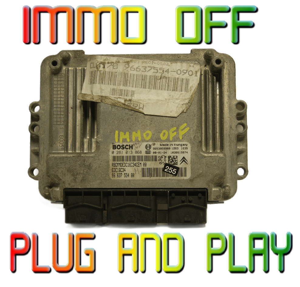 Peugeot Citroen ECU EDC16C34 0281013868 , 9663755480 IMMO OFF PLUG AND PLAY - Glasgow Car Parts Store
