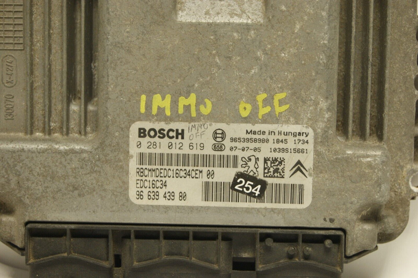 CITROEN BERLINGO 1.6 HDi ENGINE ECU 9663943980 0281012619 IMMO OFF PLUG & PLAY - Glasgow Car Parts Store
