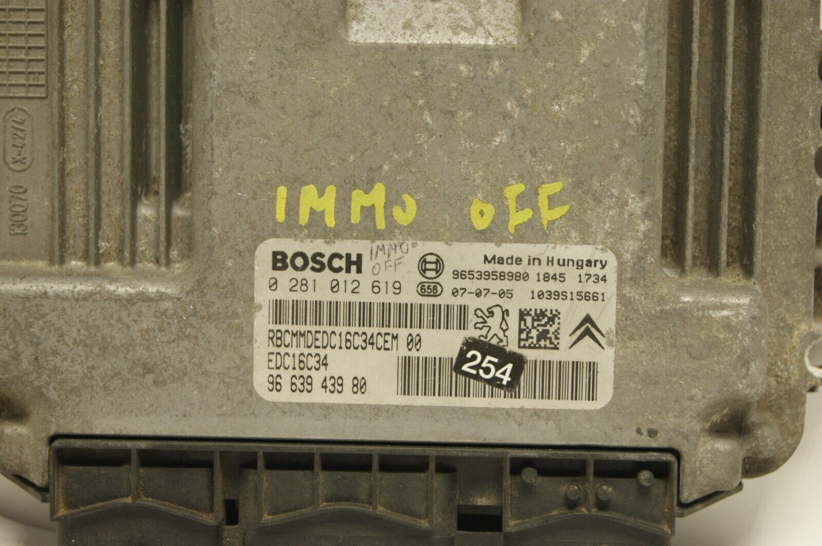 CITROEN BERLINGO 1.6 HDi ENGINE ECU 9663943980 0281012619 IMMO OFF PLUG & PLAY - Glasgow Car Parts Store