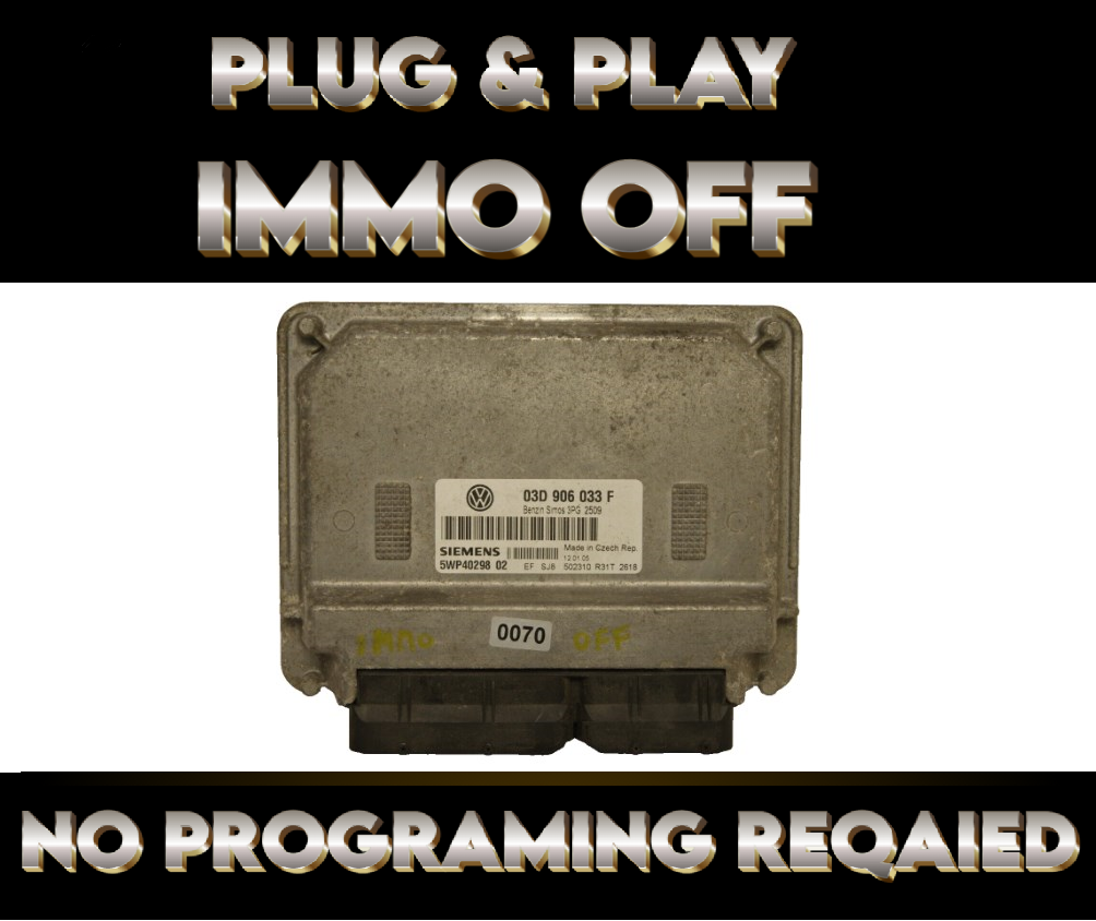 03D906033F  ECU Audi VW Skoda Seat   IMMO OFF PLUG & PLAY. - Glasgow Car Parts Store