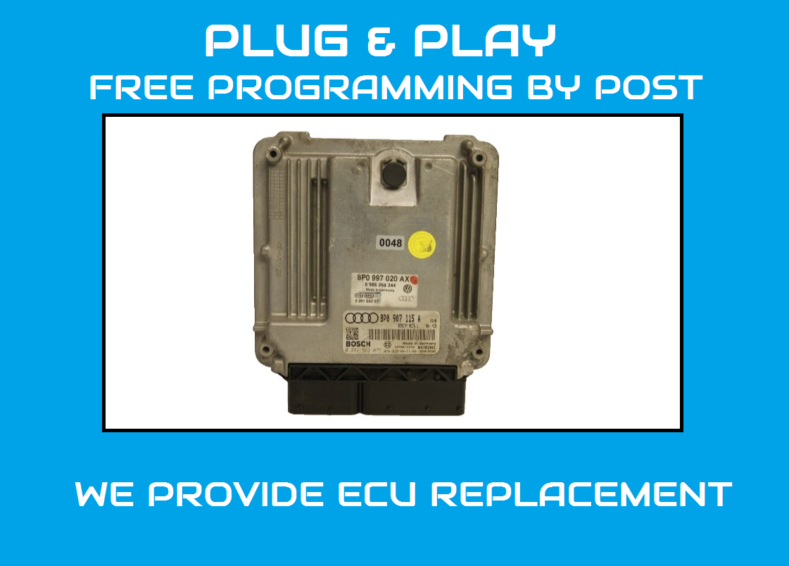 AUDI A3 8P 2.0 TFSI ENGINE ECU 8P0907115A 0261S0207 PLUG AND PLAY - Glasgow Car Parts Store