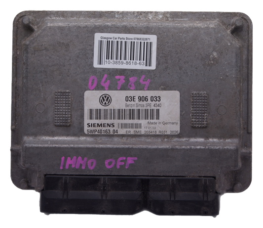 03E906033 VW ECU 03E 906 033 PLUG AND PLAY IMMO OFF - Glasgow Car Parts Store