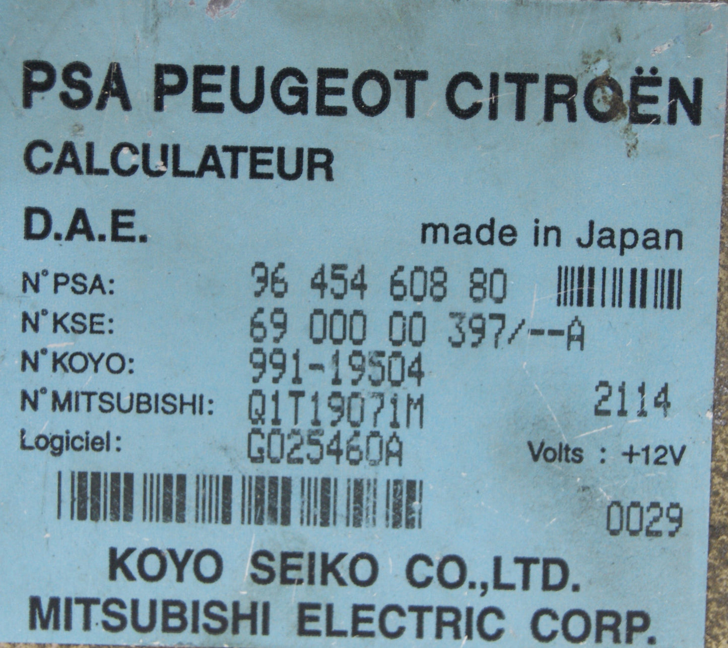 CITROEN PEUGOT POWER STEERING ECU MODULE 9645460880 - Glasgow Car Parts Store