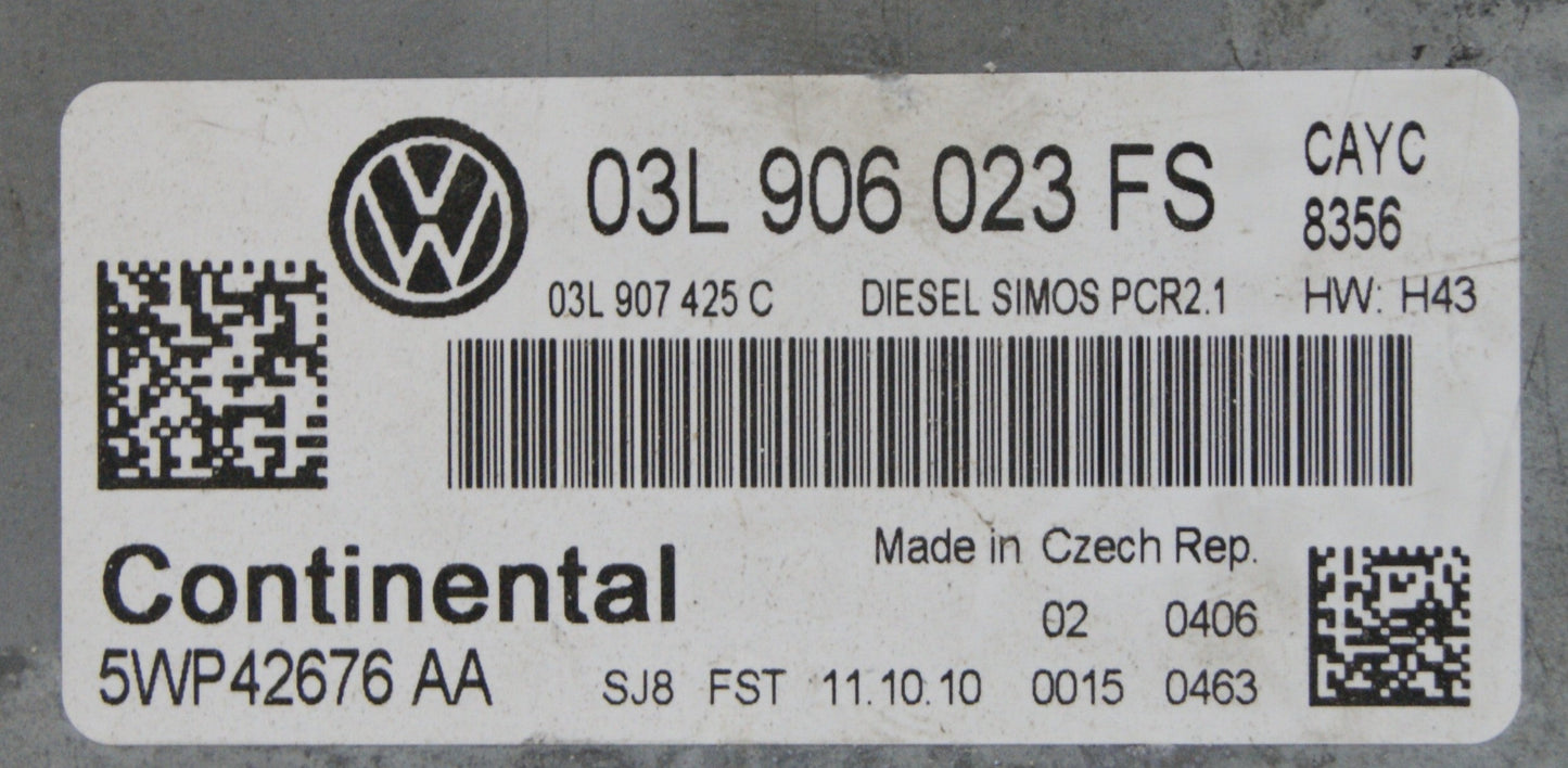 VOLKSWAGEN SKODA 03L906023FS ECU 1.6 Diesel - Glasgow Car Parts Store