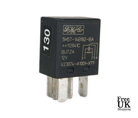 130-Ford (2004-2016) 5-Pin Black Relay 5M5T-14B192-BA FoMoCo V23074-A1001-X77 12V - Glasgow Car Parts Store