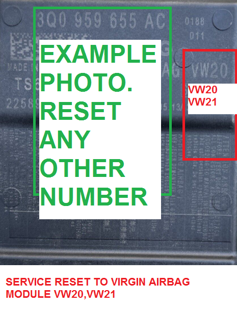 service reset to virgin airbag module VW SEAT AUDI   VW20,VW21 - Glasgow Car Parts Store