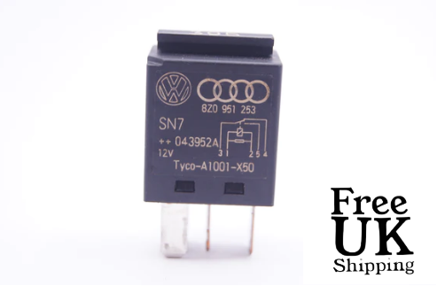 Genuine Audi VW Seat Skoda 5-Pin Black Relay 395 Tyco Multi-Use 8Z0951253 - Glasgow Car Parts Store