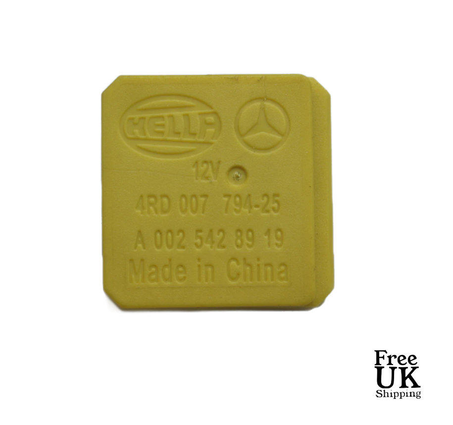 YELLOW 5 PIN RELAY MERCEDES A0025428919 HELLA 4RD 007 794 25 - Glasgow Car Parts Store