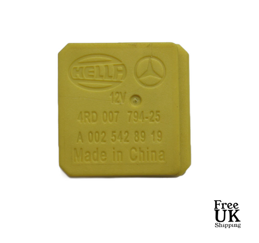 YELLOW 5 PIN RELAY MERCEDES A0025428919 HELLA 4RD 007 794 25 - Glasgow Car Parts Store
