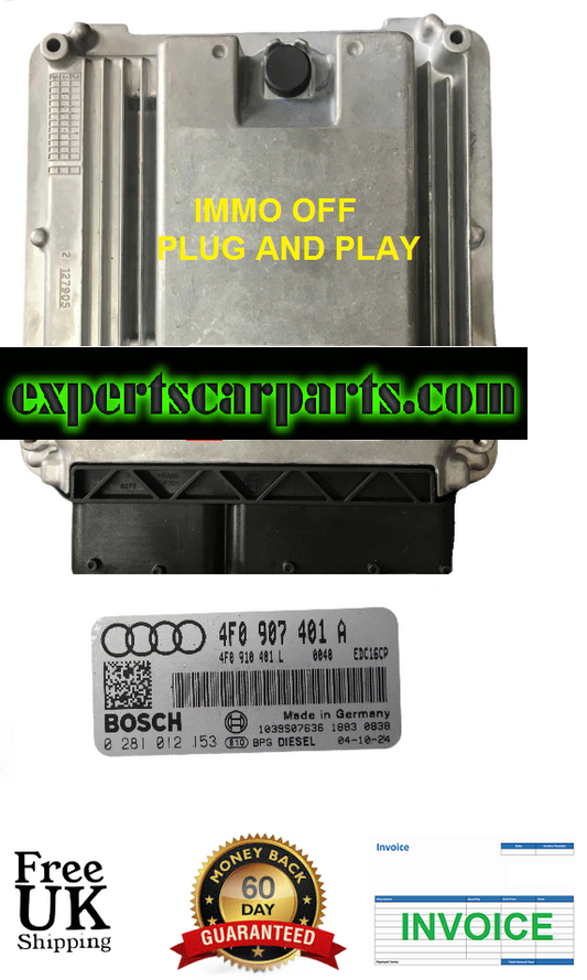 ECU AUDI A6 4F0907401A 0281012153 IMMO OFF PLUG AND PLAY. - Glasgow Car Parts Store