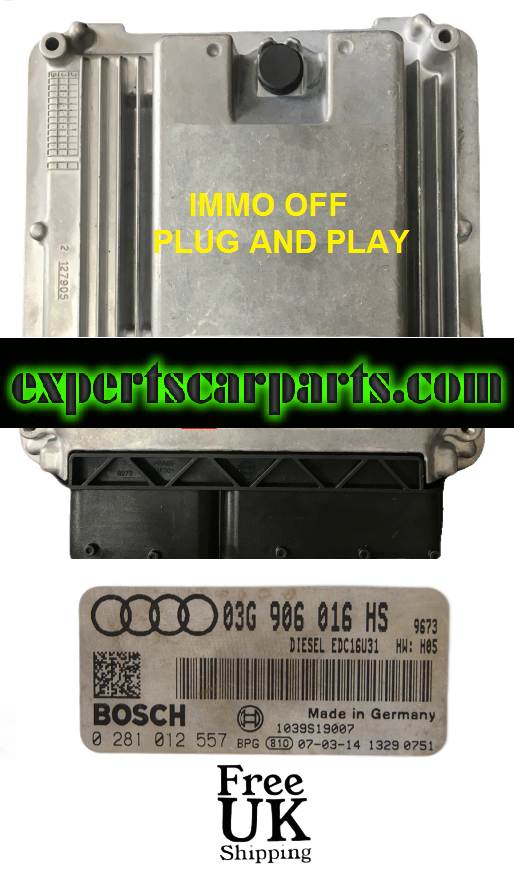 03G906016HS 0281012557 AUDI TDI ECU PLUG & PLAY IMMO OFF - Glasgow Car Parts Store