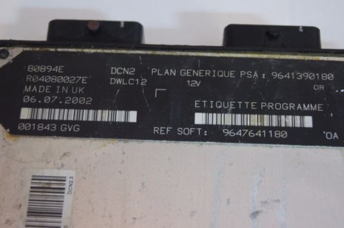 9647641180 engine ECU DWLC12 R04080027E DCN2 PSA:9641390180 LUCAS - Glasgow Car Parts Store