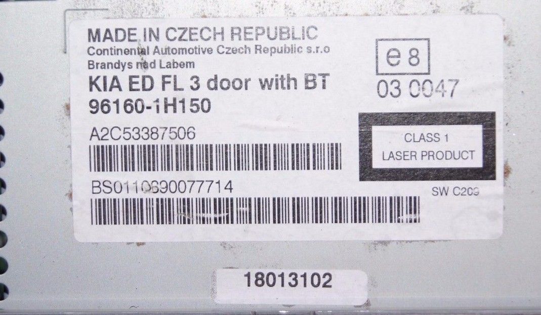 09-12 KIA  RADIO / CD PLAYER HEAD UNIT 96160-1H150 - Glasgow Car Parts Store