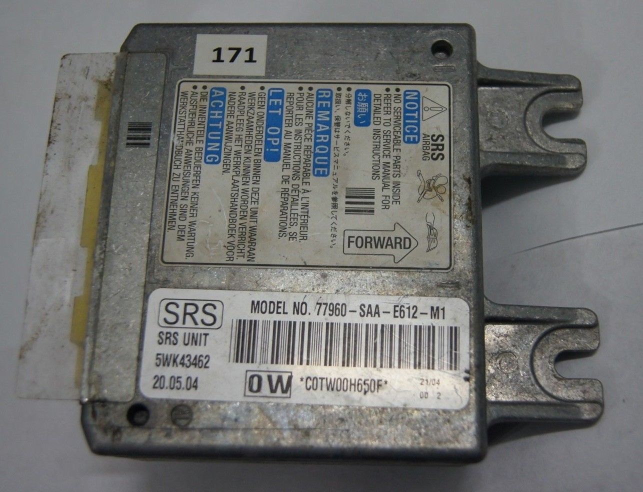 HONDA ECU AIR BAG CONTROL SRS MODULE 77960-SAA-E612-M1 / 5WK43462 - Glasgow Car Parts Store