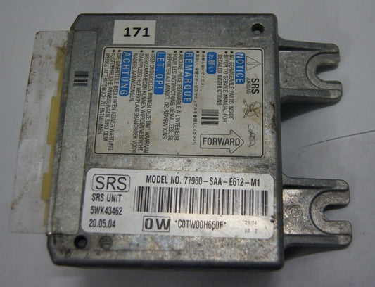 HONDA ECU AIR BAG CONTROL SRS MODULE 77960-SAA-E612-M1 / 5WK43462 - Glasgow Car Parts Store