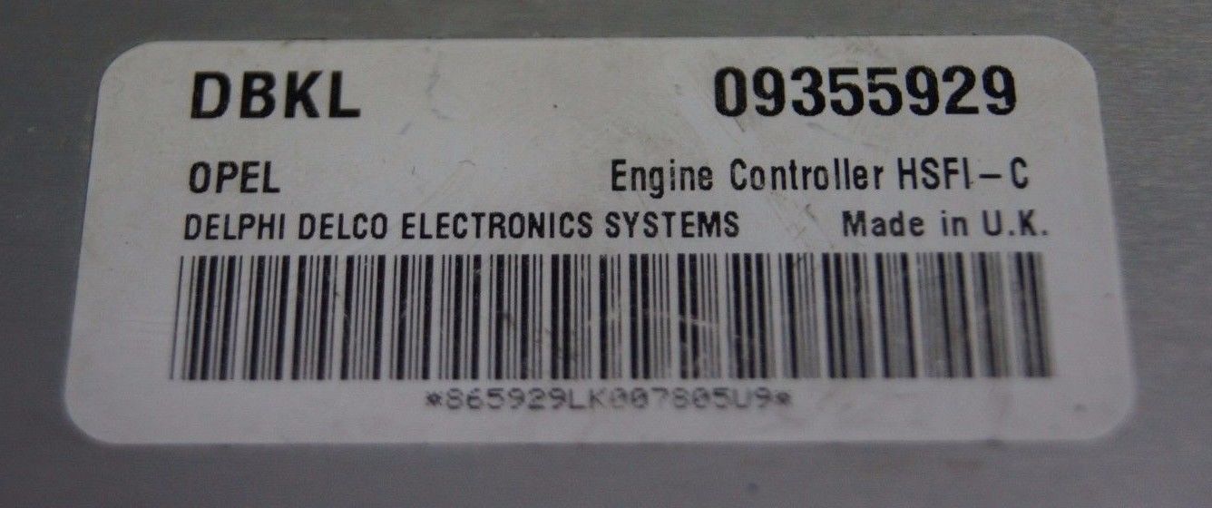 VAUXHALL OPEL ASTRA VECTRA ECU  09355929 DBKL. READY FOR  PROGRAMING - Glasgow Car Parts Store