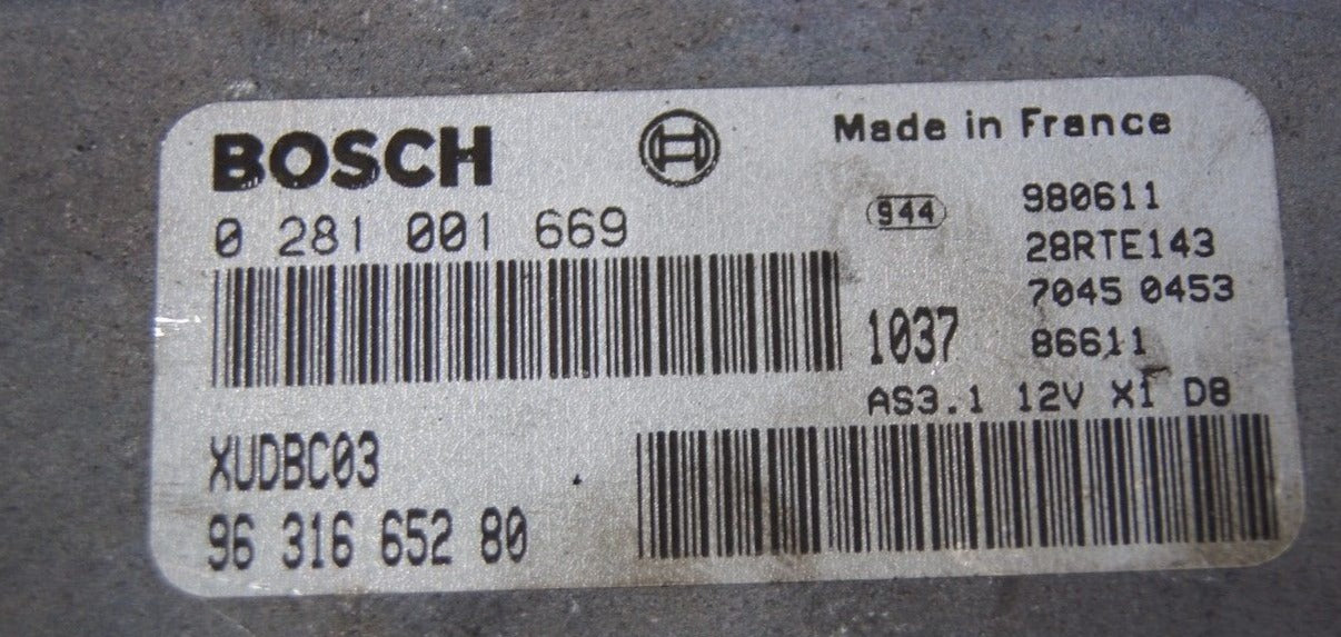 CITROEN PEUGOT ENGINE ECU 0281001669 9631665280 - Glasgow Car Parts Store