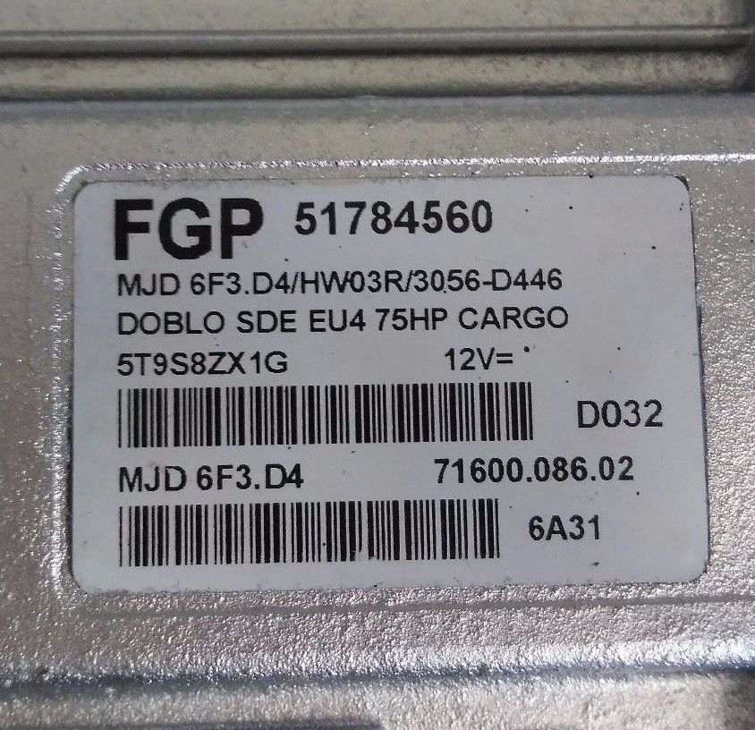 CENTRALINA FIAT DOBLO ECU 51784560 MJD 6F3.D4 - Glasgow Car Parts Store