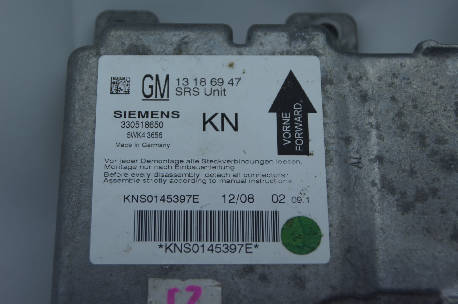 VAUXHALL VECTRA C SIGNUM SRS AIR BAG CONTROL MODULE ECU 13186947 - Glasgow Car Parts Store