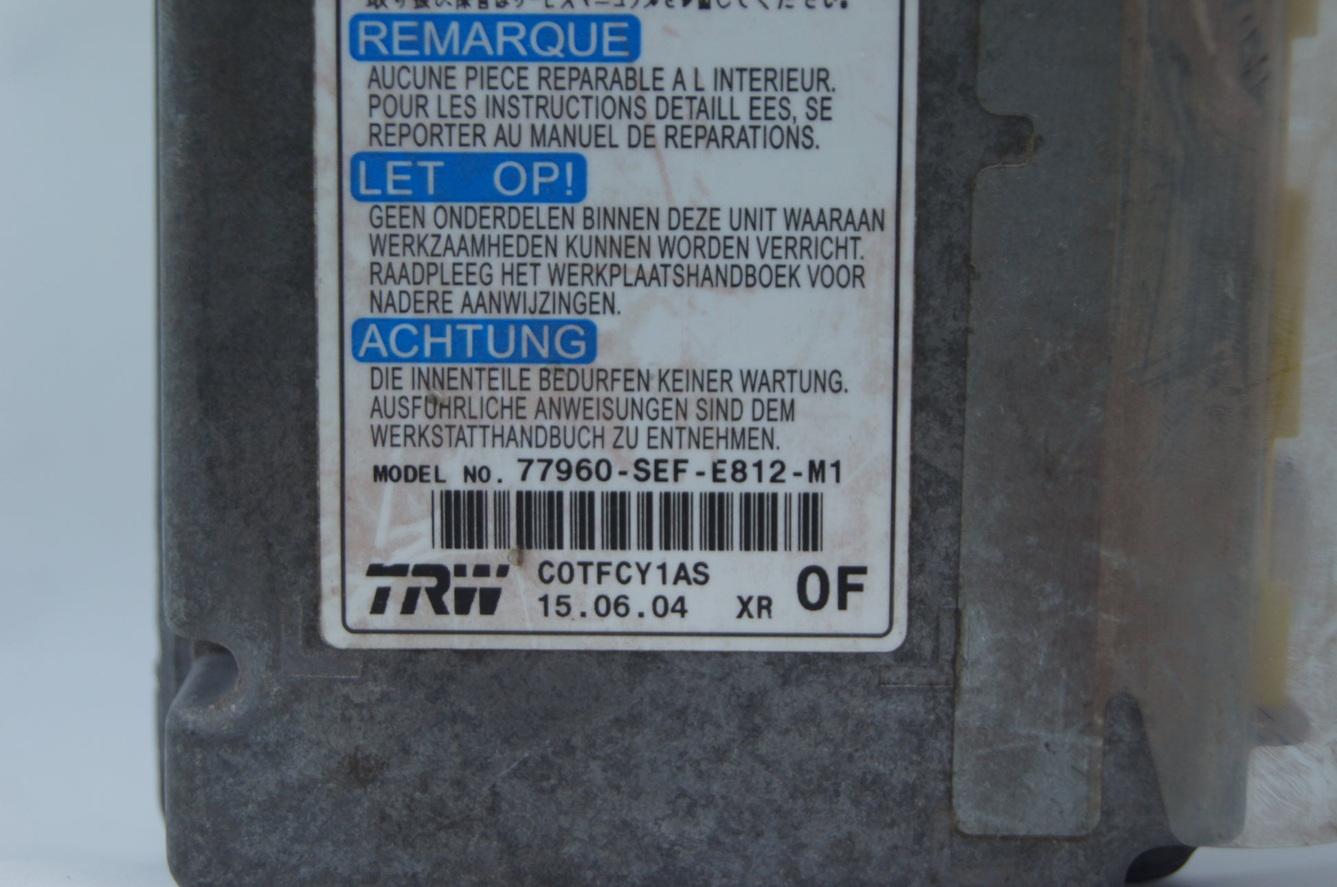 HONDA ACCORD MK7 SRS AIRBAG ECU 77960-SEF-E812-M1 - Glasgow Car Parts Store